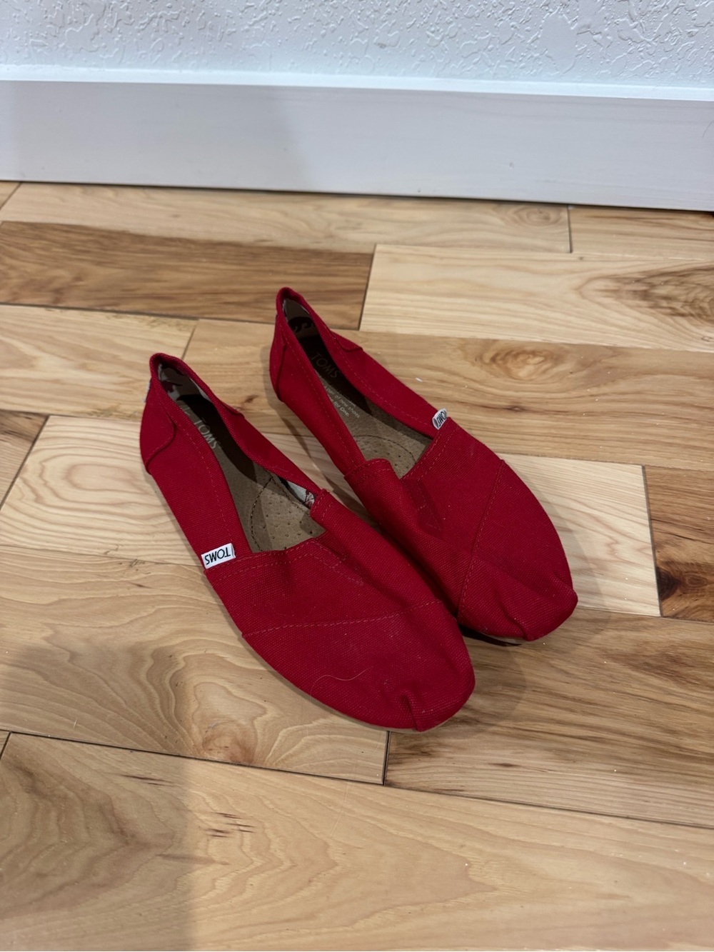 Toms Red Canvas Slip-On Flats - Women's Classic